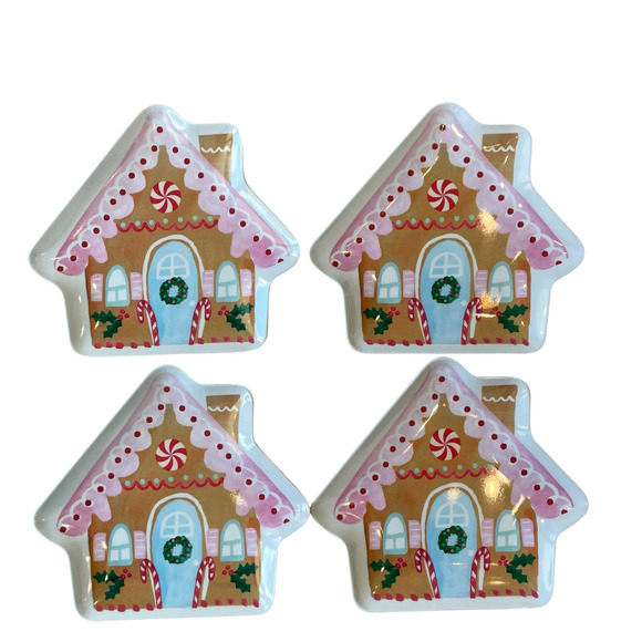 Cupcakes and Cashmere Pastel Gingerbread Shape Melamine Snack Plate Set of 4 - Picture 3 of 12